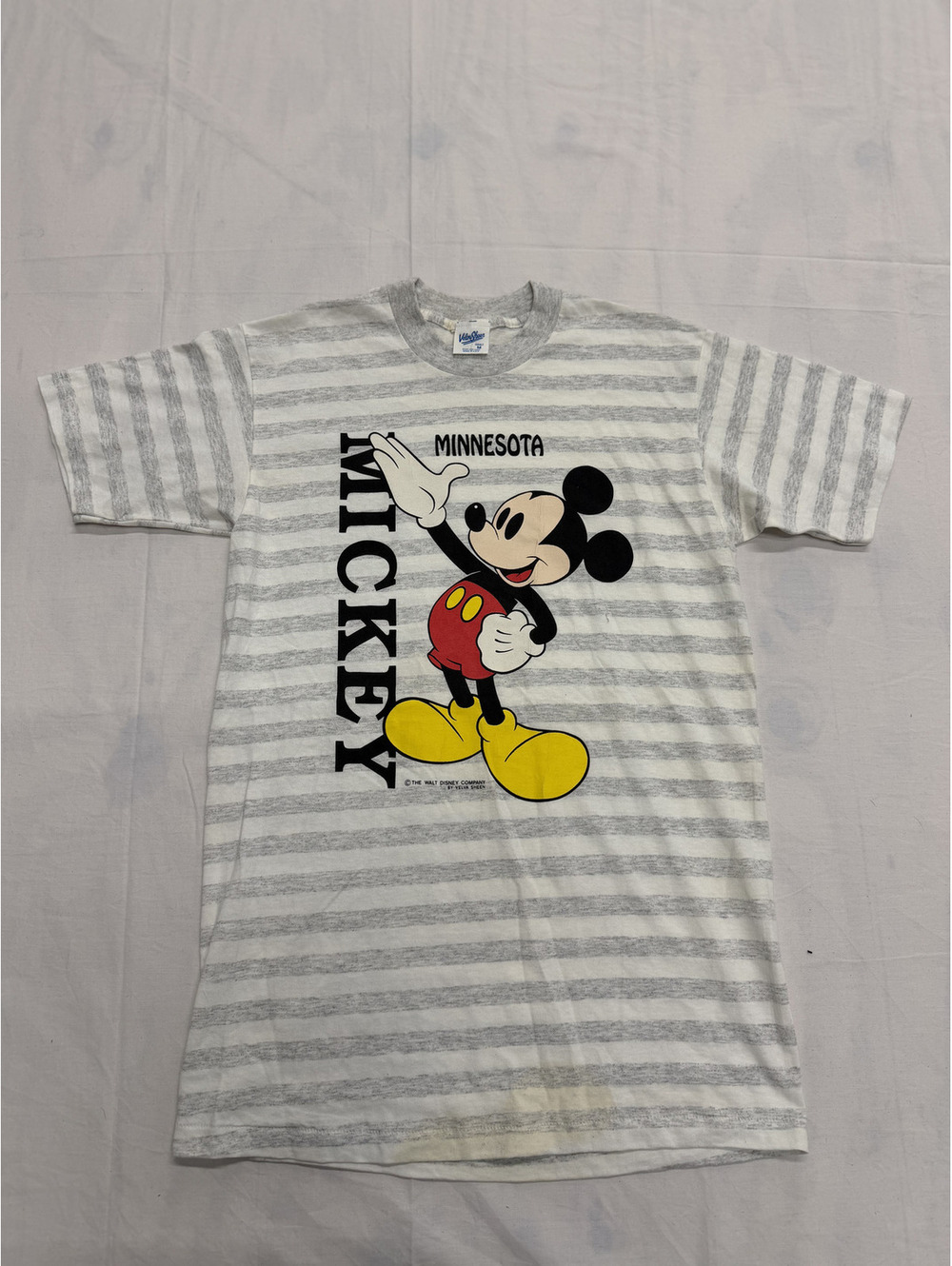 Vintage Velva Sheen Mickey Mouse Minnesota Striped T-Shirt Medium